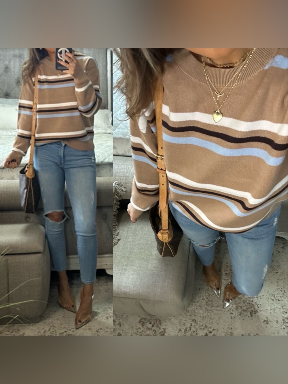New🤎🍂 90’s Retro Striped Crewneck top